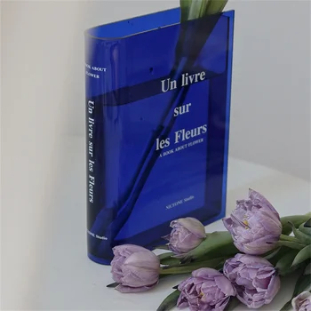 Klein Mėlyna knyga Skaidri akrilo vaza Moderni apdaila Namų svetainė Stalas Gėlių vaza Vestuvės Hidroponinis kambarys Augalų vaza