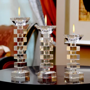 Krištolo stiklo kūrybiniai romantiški žvakių laikikliai Arbatinė žvakidė Vestuvių dekoracijos Namų vakarėlio papuošalai Stalinis žvakidė