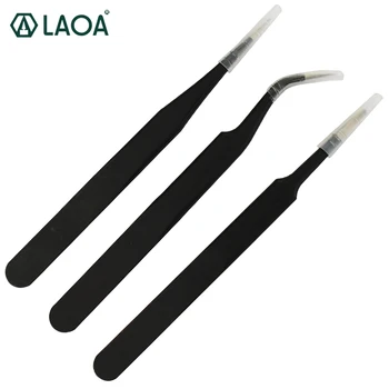 LAOA 3in1 pincetai elektroniniai nerūdijantys profesionalūs litavimo pincetai taškiniai ir lenktos formos žnyplės Tikslių pincetų rinkinys