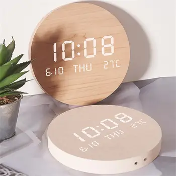 LED skaitmeninis sieninis laikrodis temperatūros data Laiko ekranas Nutildyti kūrybinį laikrodį svetainei Miegamasis Šiaurietiško stiliaus pakabinamas laikrodis