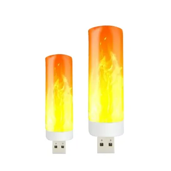 LED USB atmosferos lemputė Liepsnos mirksinčios žvakių lemputės Knygų lempa 