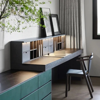 Lengvas prabangus minimalistinis stalas miegamojo persirengimo stalas Daiktadėžė Integruota drabužinė Modernus ištraukiamas kompiuterio stalas