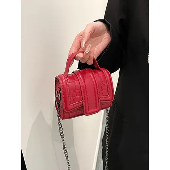 Light Luxury Stone Pattern Mini rankinė Women 2024 New Fashion Design Sense Small Square Bag Chain Single Shoulder Crossbody Bag