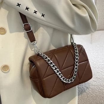 Luxury Pu Leather Women Chain Shoulder Bag Aukštos kokybės mažos kryžminės rankinės moterims Dizainerių moteriškos rankinės Messenger krepšiai