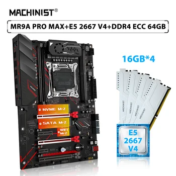 MACHINIST X99 MR9A PRO MAX pagrindinės plokštės komplektas LGA 2011-3 Kit Xeon E5 2667 V4 procesorius CPU DDR4 64GB=2vnt *16GB ECC RAM atminties SSD
