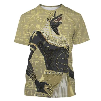 Mada Senovės Egipto Dievas Anubis marškinėliai Vyrai Gatvės drabužiai Oversized Summer 3D Print marškinėliai Trumpomis rankovėmis Cool Round Neck Trišakiai