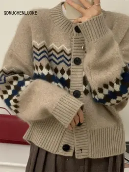 Megztiniai moterims 2023 Naujiena Korėjiečių madoje Pavasario rudens megztas trumpas laisvas O kaklo megztas megztas megztas megztas ilgomis rankovėmis megztas moteriškas paltas