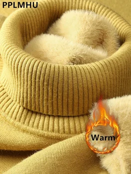 Megztinis moterims Žiema Sustorėti Vėžlys Plonas megztas megztinis Naujas šiltas pliušinis aksomas Pamušalas Trikotažo džemperis Tops Casual Poleras