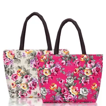 Mini rankinė Moteriškas drobinis krepšys Nešiojamas gėlių spausdinimas Kelionės Pirkiniai Daugkartinio naudojimo krepšys Pietų krepšys Karšta 2023 Nauja vasara