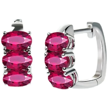 Minimalistinis dizainas Sidabriniai inkrustuoti rubino lankelio auskarai moterims Pora neutralaus stiliaus išskirtinis žavesys Banketų vakarėlis nauja juvelyrikoje
