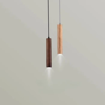moderni mediena Pakabinami žibintai valgomojo baldai Pakabinama lempa restoranas riešutmedžio bukas patalpų apšvietimas LED svetainės apdaila