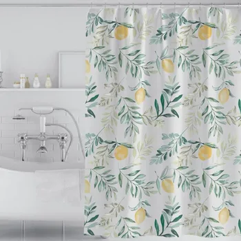 Modernus paprastumo stilius Citrinų lapų raštas Dušo užuolaidos Neperšlampama vonia Užuolaidos Vonios kambario aksesuarai Namų tekstilė