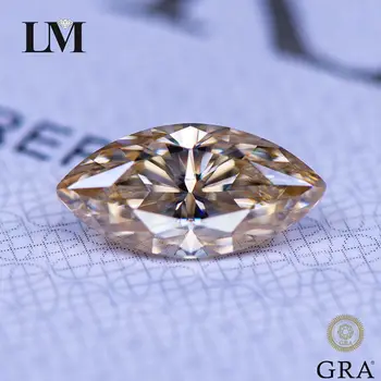 Moissanite Lab Grown Diamond Primary Color Tea Yellow Marquise Cut Gemstone Pasidaryk pats papuošalų žiedai Auskarų gamyba su GRA ataskaita