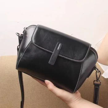 Moteriškas mažas telefono krepšys Madingas aliejinio vaško karvės odos rankinė Universalus ir paprastas krepšys per petį Aukštos kokybės kryžminis krepšys