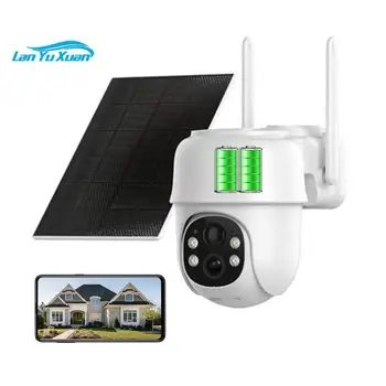 Naujas UHD 3MP spalvotas naktinis matymas wifi cctv belaidis stebėjimo namų apsaugos tinklas saulės kolektoriumi maitinama kamera