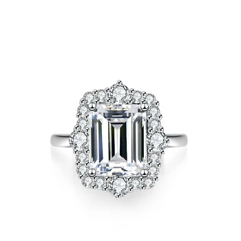 Nemokamas pristatymas VVS Moissanite Ring Emerald Cut Entourage 925 Sliver Rings Original Certified Luxury Quality Jewelry Rings Fq'a'