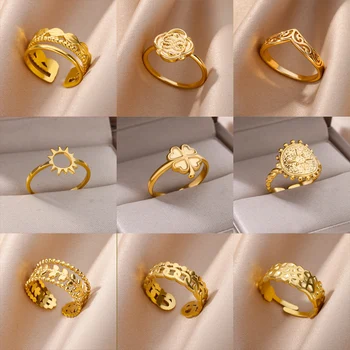 Nerūdijančio plieno žiedai moterims vyrams 18K paauksuotas piršto žiedas Vintage Party papuošalų nemokamas pristatymas Viskas anillos mujer