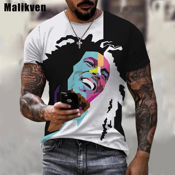 New Summer Harajuku Vyriški laisvalaikio marškinėliai Reggae Dainininkas Bob Marley 3D spausdinti marškiniai apvaliu kaklu Juokingi marškinėliai trumpomis rankovėmis Gatvė