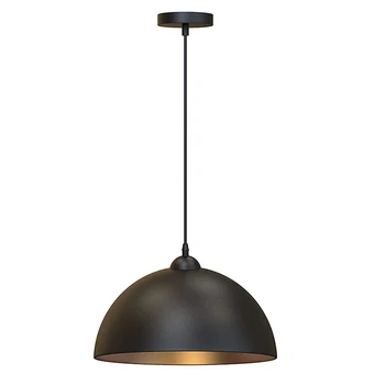 Nordic Retro Industrial Black Lubų pakabinama lempa Kupolo atspalvis E27 Restoranas Valgomojo stalas Baras Dekoratyvinė pakabuko lemputė