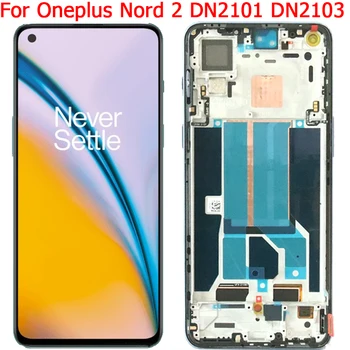 Oneplus Nord 2 5G ekranas Amoled LCD jutiklinis ekranas su rėmeliu 6.43