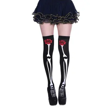 Over Knee Halloween kojinės Specialaus dizaino Lolita Cosplay elastinės kaukolės kojinės Cosplay aksesuarai Helovino kostiumai Vaikas