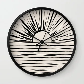 Paprastas linijinis sieninis laikrodis Abstraktus menas Saulėtekio laikrodžiai Sieniniai namų dekoras Kūrybinis modernus dizainas Tylus laikrodis Svetainės dekoravimas