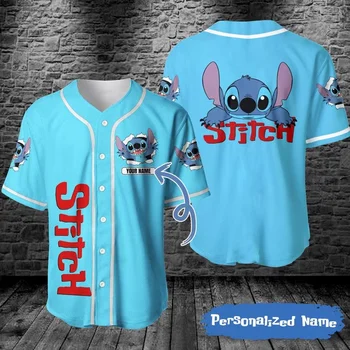 Pasirinktinis pavadinimas Disney Stitch Baseball Jersey Vyrai Moterys Tops Disney beisbolo uniformos marškinėliai Casual Party marškinėliai