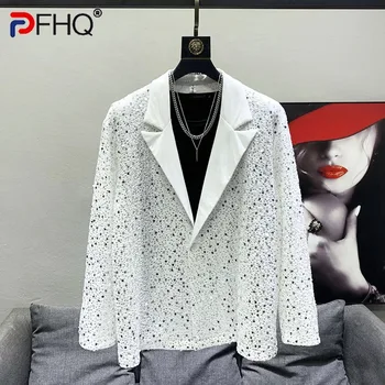 PFHQ Rudens sunkios asmenybės blizgučių kostiumo striukės Vyriškos madingos korėjiečių nišos dizainas Originalus stilingas aukštos kokybės švarkas 21F1020