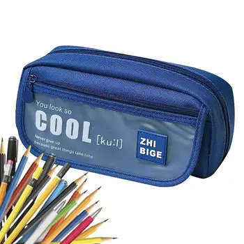 pieštukų dėklas, estetinis nešiojamas rašiklio maišelis su 3 skyriais, mokyklos namų kanceliarinių prekių laikymo krepšys rašikliams, pieštukams, trintukams