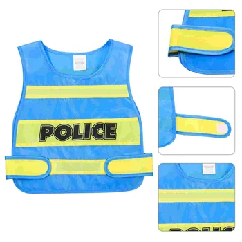 Policijos kostiumas vaikams Vaikiška liemenė Cosplay apranga Makiažo rekvizitas Mažylių medžiaginiai kostiumai