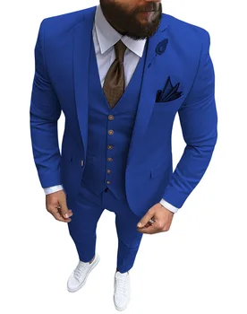 Prabangus vestuvinis vyriškas kostiumas 3 vnt Elegantiškas plonas vienspalvis verslo vyriškas kostiumas Komplektai didelio dydžio Man Blazer+ kelnės + liemenė 5XL
