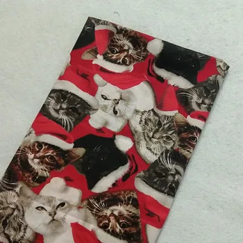 Pretty Vivid Christams Cats Printed Cotton Fabric 50x70cm Animal Fabric Patchwork Cloth Dress Home Decoration