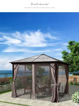 Pritaikomas 3.65*6m Modernus sodas Vandeniui atsparus stogas Pavėsinė Saulė Pavėsinės Lauko prabangus aliuminio paviljonas