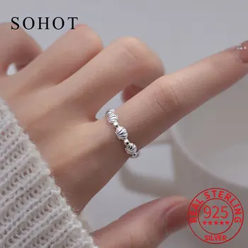 Real 925 sterlingų sidabro jūros kriauklių žiedas moterims Mieli smulkūs papuošalai Minimalistiniai aksesuarai vasarą