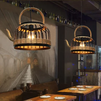 Retro Dinning Room Lempa Kanapių virvės arbatinukas Pakabinamas šviestuvas restoranui Virtuvė Šviestuvas Apdaila Lubų šviestuvas Apšvietimas