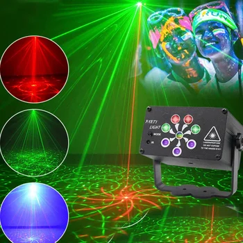 RGB LED scenos lemputė 240 raštų USB įkraunami žibintai diskotekų vakarėliams Lazerinis projektorius Lempa vestuvių namų vakarėliui KTV dekoras