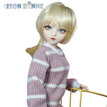 SISON BENNE 1/3 BJD Fashion Girl Lėlė su nuimamais megztinio batais Blizgantys akių obuoliai Perukai