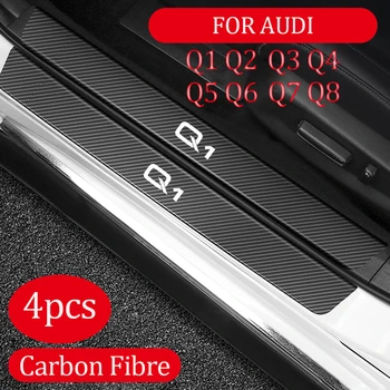 skirta Audi Q1 Q2 Q3 Q4 Q5 Q6 Q7 Q8 Anti Scratch Auto Threshold Carbon Fiber Pattern Film 4PCS Automobilių išorinių durų palangių lipdukai