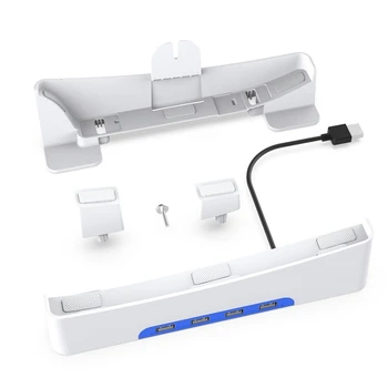 skirta PS5 plonai žaidimų konsolei Horizontalus laikymo stovas Nešiojamas plokščias stovas su 4 USB2.0 prievadais Daugiafunkcis stovas Lengva įdiegti