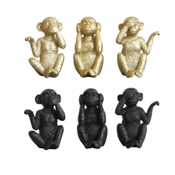 Sodo beždžionių figūrėlių rinkinys iš 3 dekoratyvinių ornamentinių amatų priedų