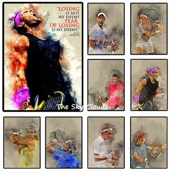 Sporto žvaigždė Sporto teniso plakatas Rafaelis-Nadalis Rogeris Drobė Tapyba HD Spausdinti Modernus sienų menas Paveikslas Svetainė Miegamojo dekoras