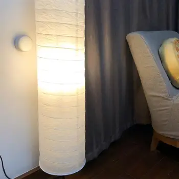 Stulpelis Ryžių popierius Grindys Šviestuvas Grindų šviestuvas Lempos cilindro atspalvis Šiaurietiško stiliaus grindų lempos šviesus dangtelis Dekoras namų viešbučio miegamajame