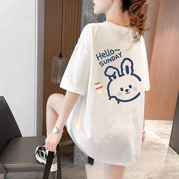 summer short Sleeve medvilniniai marškinėliai moterims Korėjiečių grafinis animacinis filmas spausdinti atsitiktiniai oversized basic marškinėliai harajuku y2k tops trikotažas