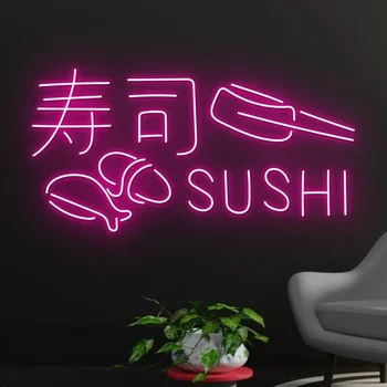Sushi neoninis ženklas Pasirinktinis LED neoninis ženklas Japoniškas maistas LED šviesos ženklas Verslo parduotuvė Sienos pakabinamas dekoras leidžia vakarėlio dekorą