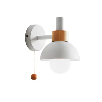 Svetainės prieangio praėjimo lempa Šiaurės šalių minimalistinė moderni miegamojo naktinė lempa Macaron sieninis šviestuvas (baltas)