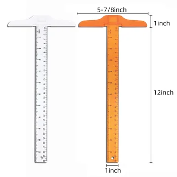 T formos dvipusės skalės liniuotės braižymo įrankis Plastikiniai mokykliniai biuro reikmenys Kanceliarinės prekės 30cm (colis / cm)