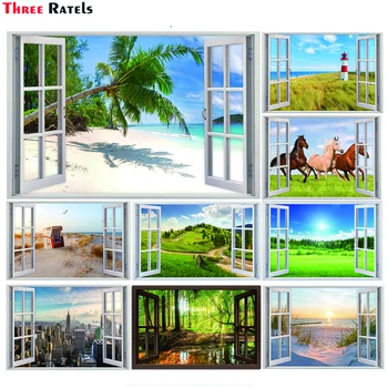 Thee Ratels WF108 3D langas Paplūdimio sienos lipdukas Namų dekoravimo lipdukai ir plakatai