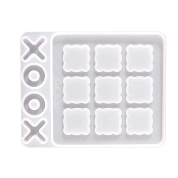 Tic Tac Pirštų žaidimo dervos formos Silikono XO šachmatų lenta Epoksidinės dervos forma 