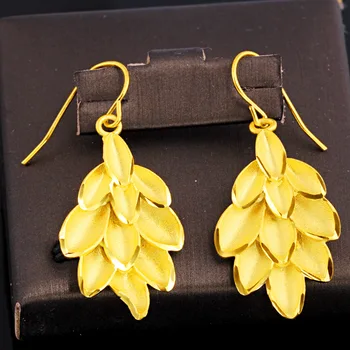 Tikras 18K aukso spalvos ilgas perdėtas kutų žiedas moterims Nuotaka Kinų madingo dizaino auskaras moterims Puikios papuošalų dovanos