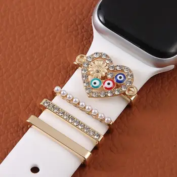 Unique Watch Band Ornament Diamond Love Ornament Metal Charms Dekoratyvinis žiedas Apple Watch Band Smart Watch Silikoninis dirželis